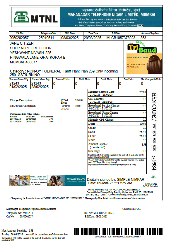  Minol USA business utility bill 